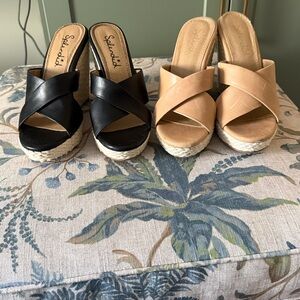Splendid Black and Tan Espadrille Sandals